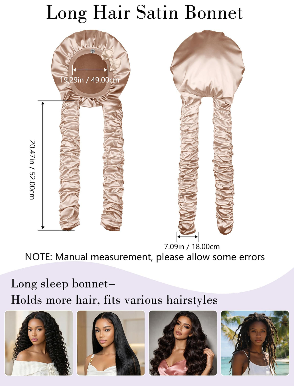 Vettres satin bonnet is hand-washable for easy care.