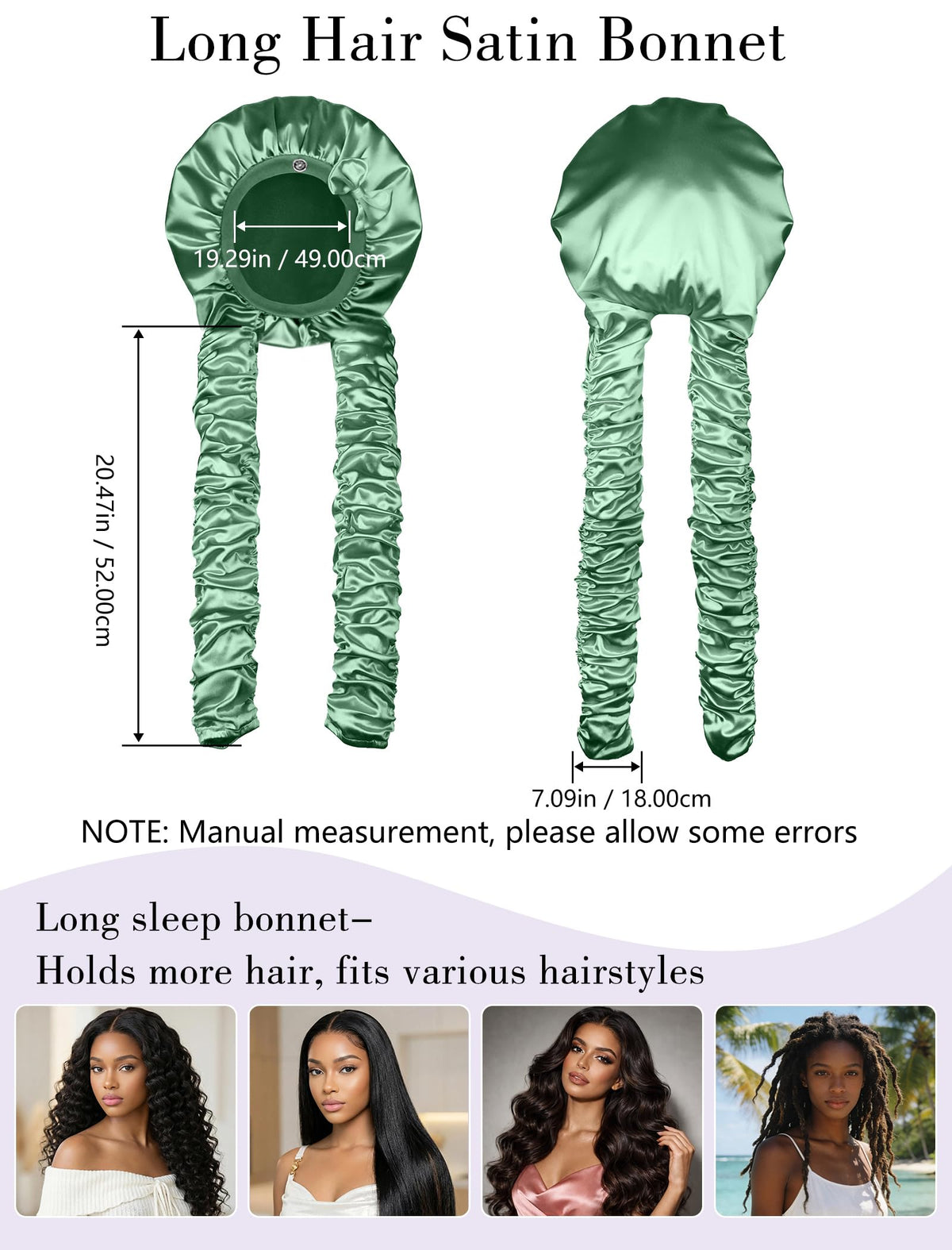 Vettres bonnet green ideal for skincare and light housework with tame hair.