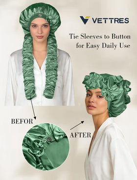 Vettres bonnet green no-slip design ensures comfortable overnight wear.