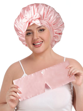 Vettres travel-friendly satin night cap keeps hairstyle intact during flights.