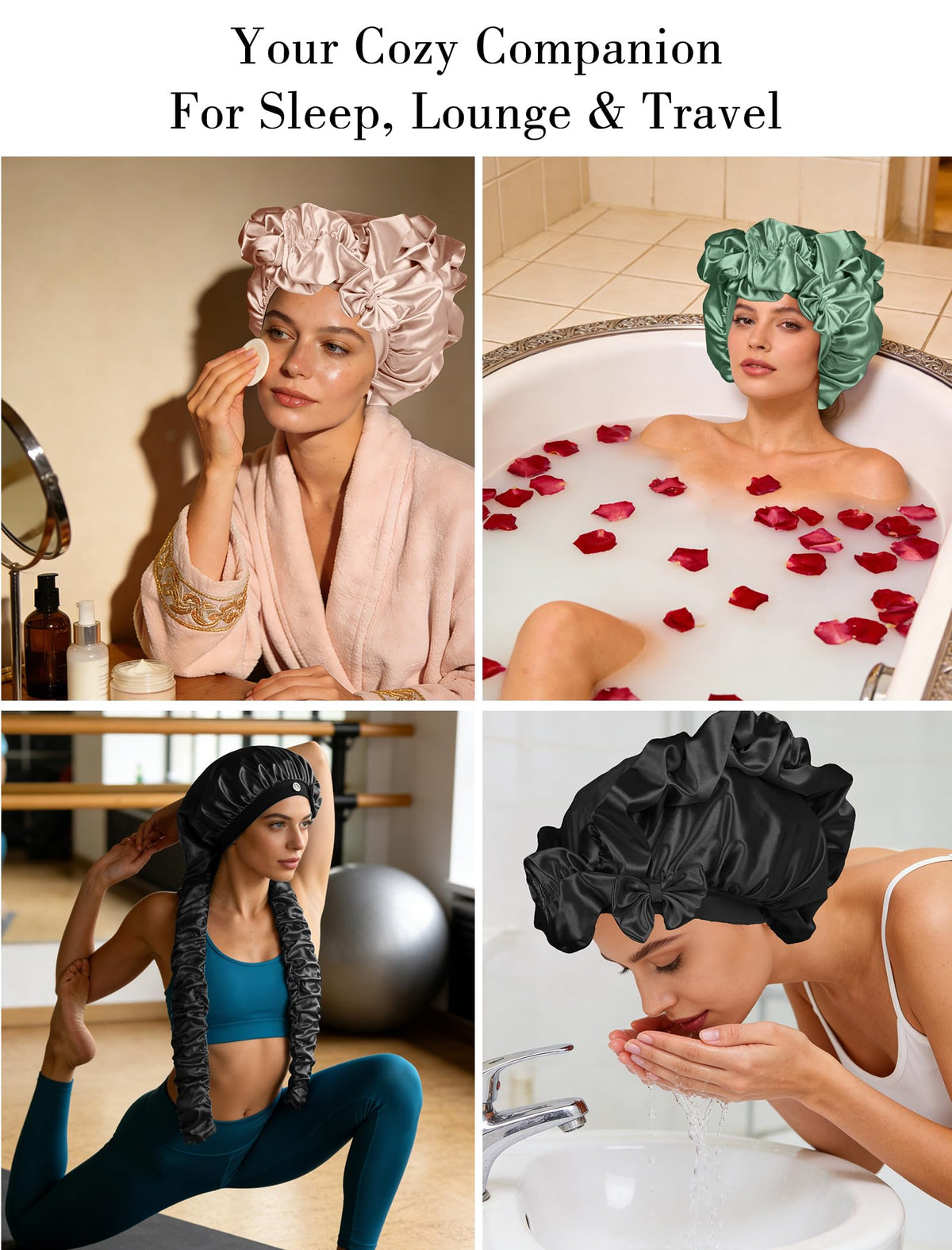 Vettres versatile satin bonnet suitable for sleep, skincare, and routine care.