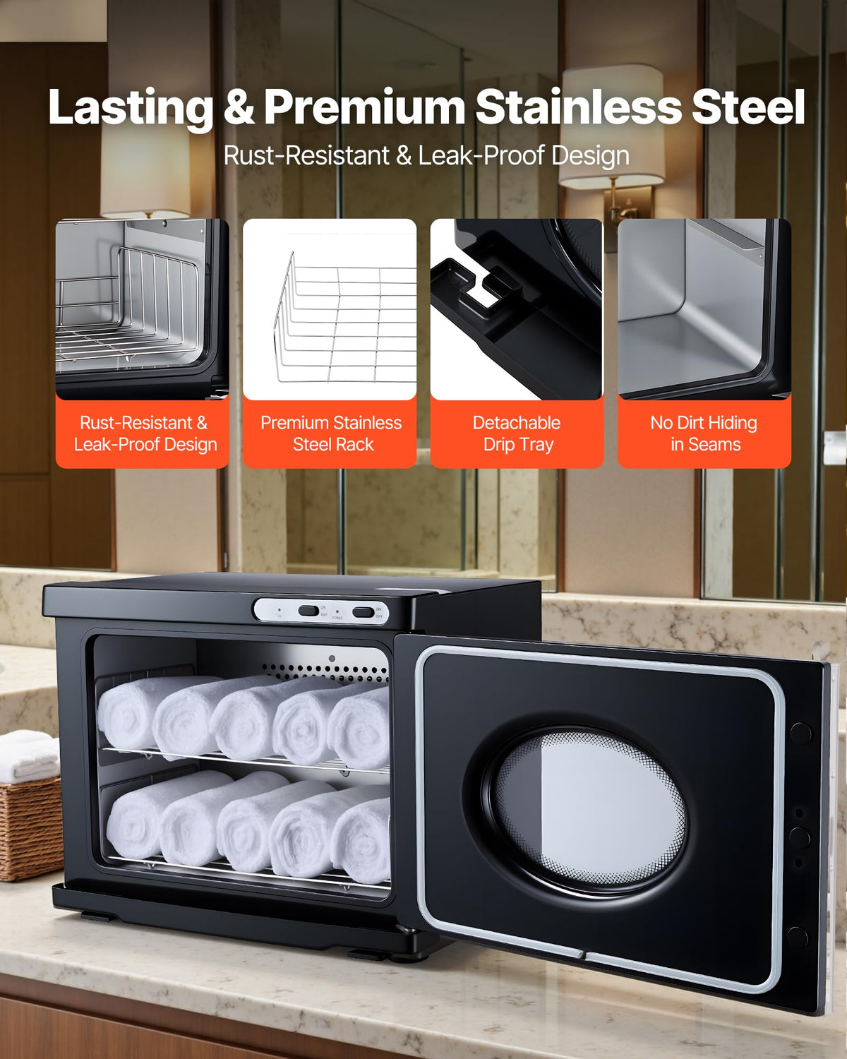 Detachable drip tray on VEVOR warmer simplifies post-service cleaning.