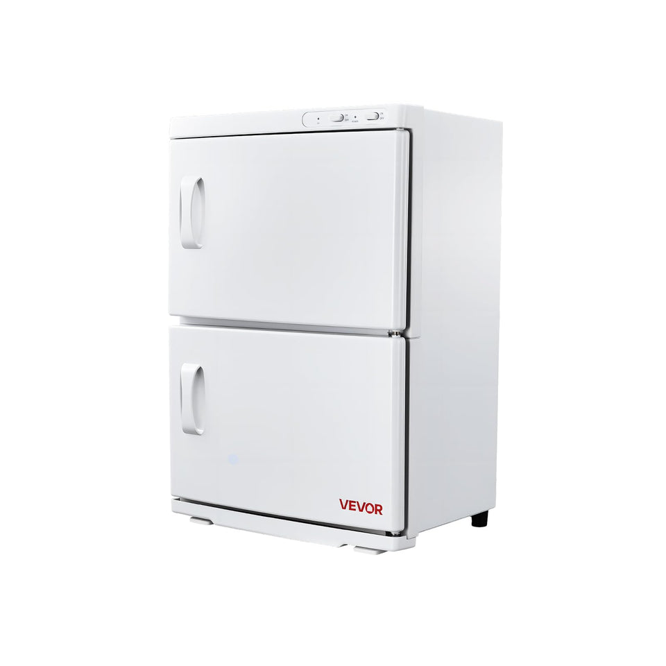 VEVOR hot towel warmer front view showing the sturdy cabinet for spa use