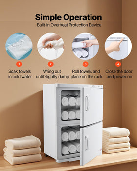 VEVOR hot towel warmer glass door with clear towel visibility
