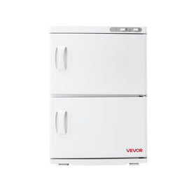 VEVOR hot towel warmer in use in a salon with towels ready