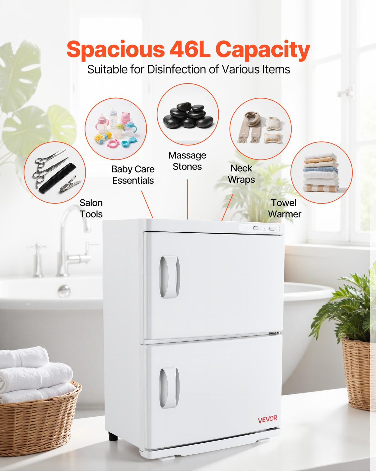 VEVOR hot towel warmer interior chamber delivering even heating for towels