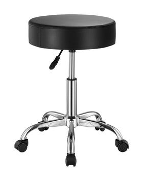 VEVOR rolling stool cushion close-up shows thick foam for comfort