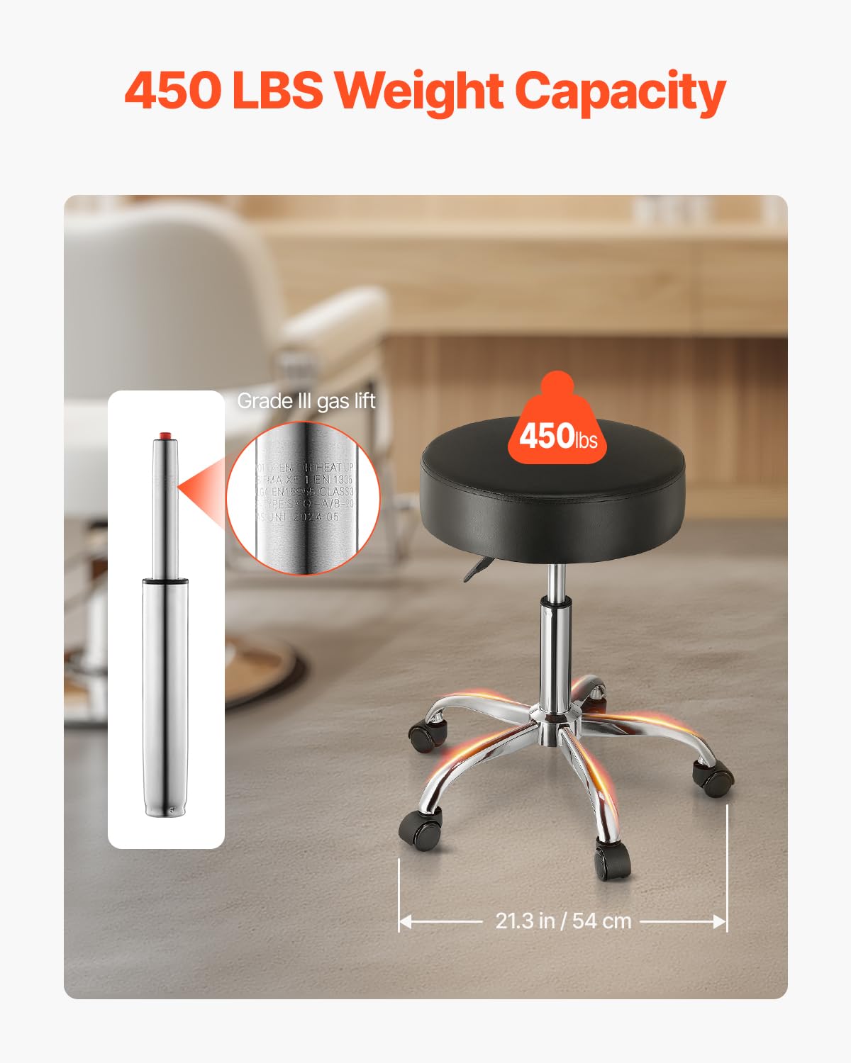 VEVOR rolling stool hydraulic lift provides stable height adjustment
