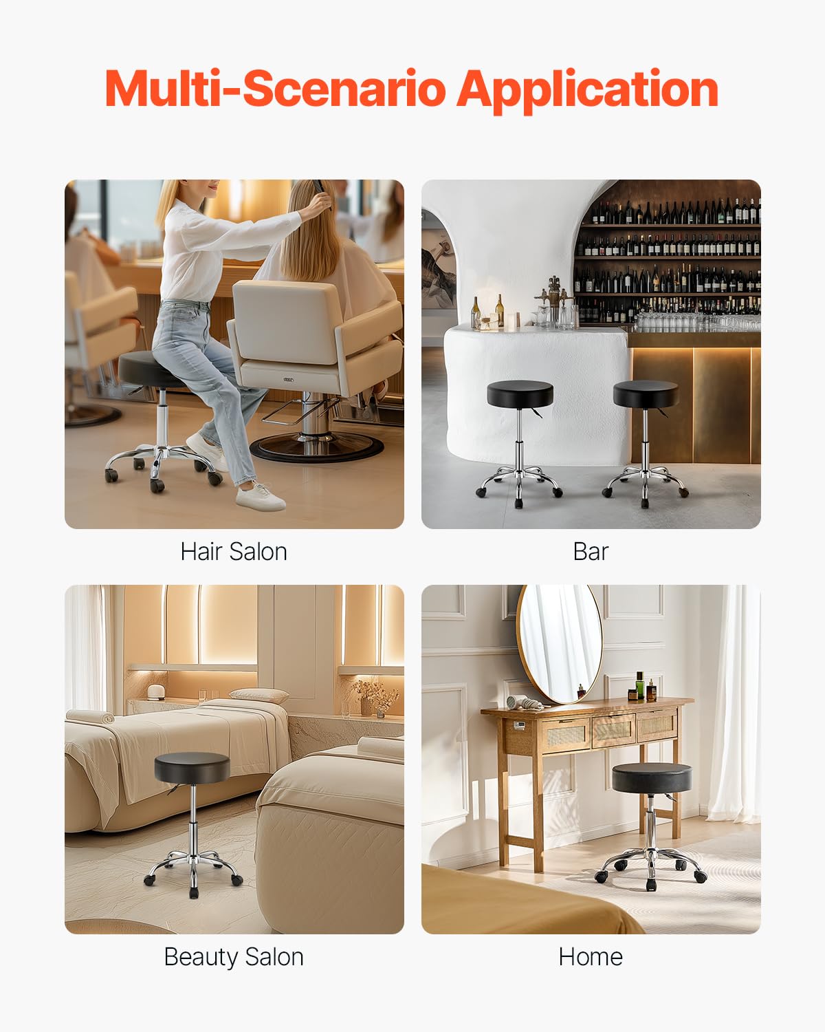 VEVOR rolling stool moves smoothly without floor marks