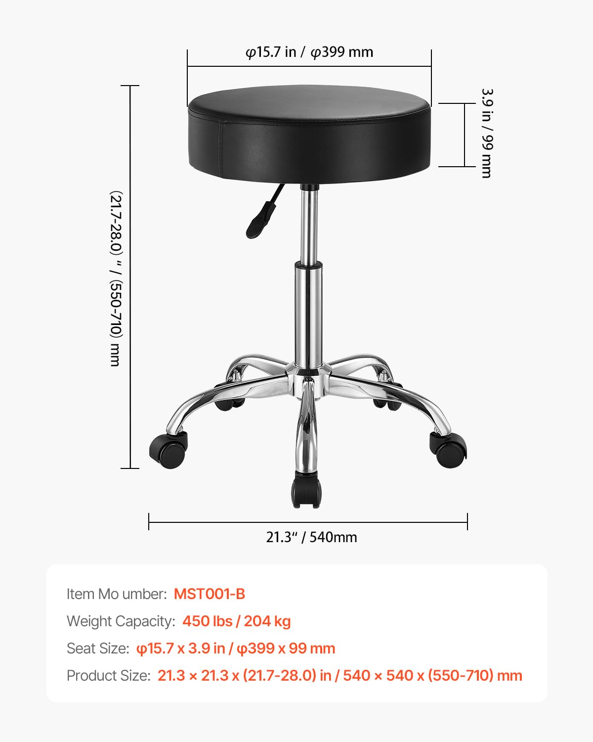 VEVOR rolling stool in salon setting demonstrates multi-scene use