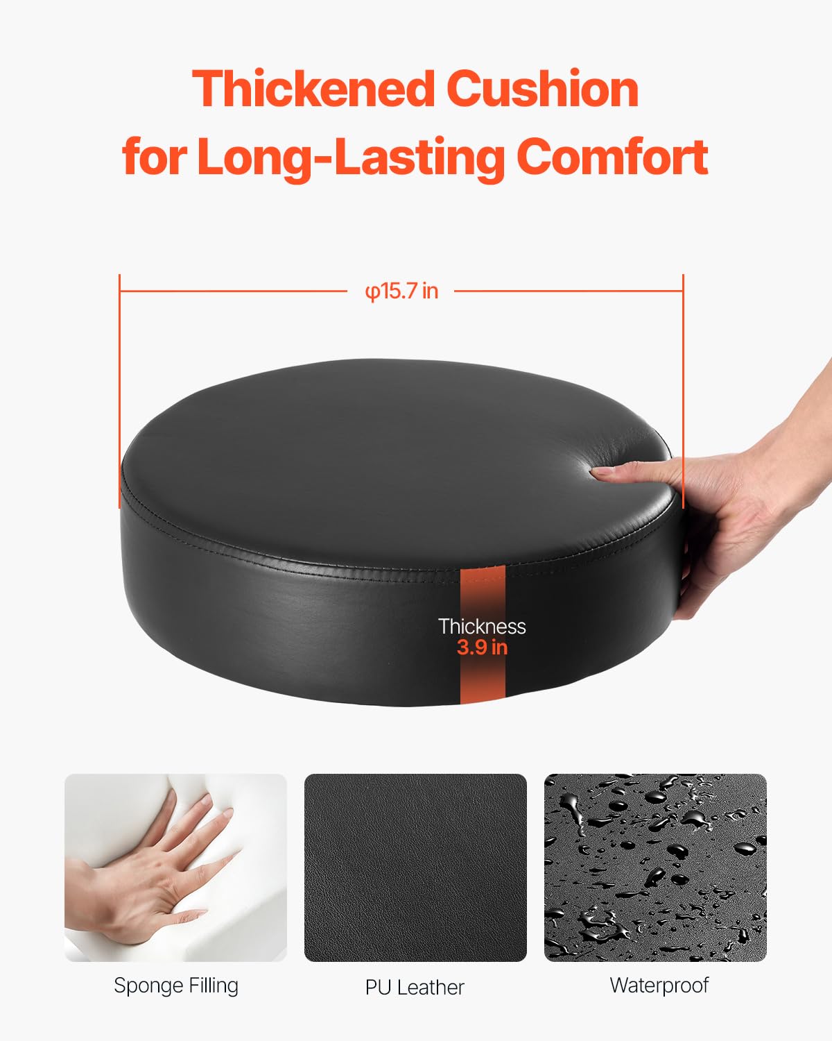 VEVOR rolling stool wide base demonstrates 450 lb capacity and stability