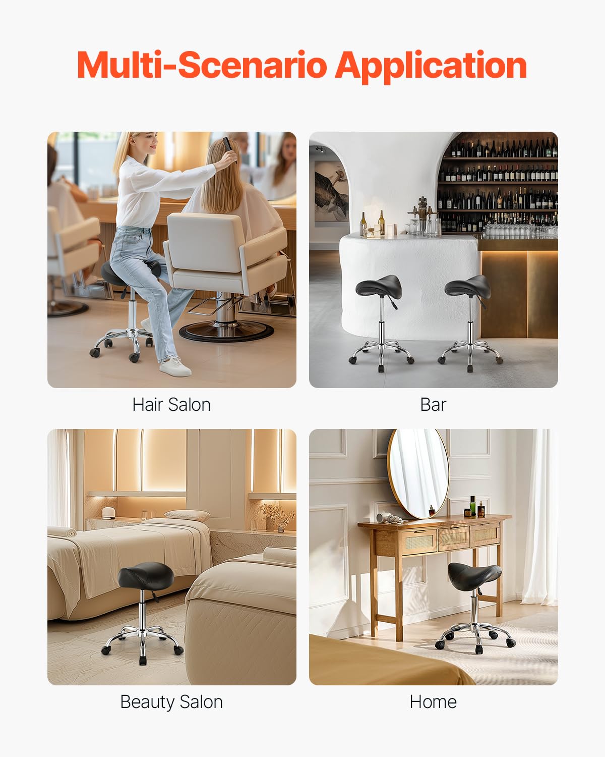 VEVOR saddle stool breathable leather seat stays durable and easy to clean.