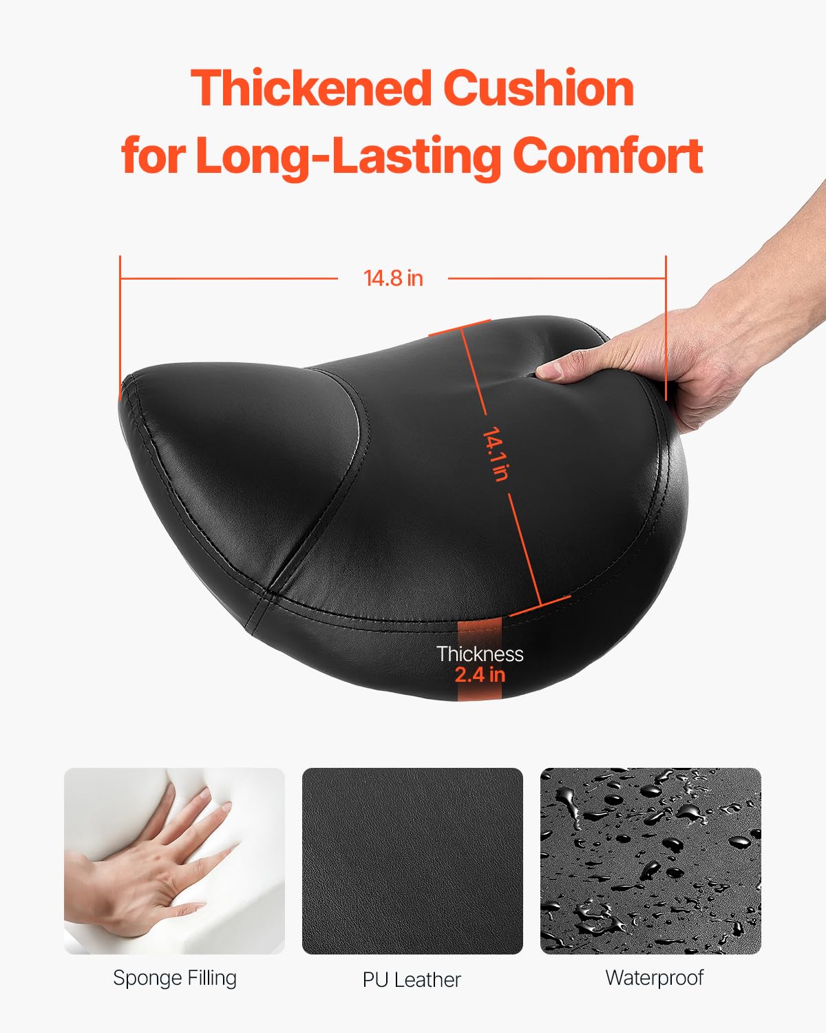 VEVOR saddle stool ergonomic saddle design reduces waist and leg strain.