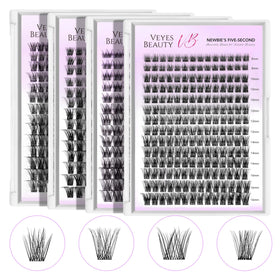 VEYESBEAUTY beginner-friendly five-second clusters closeup demonstrates rapid lash setup