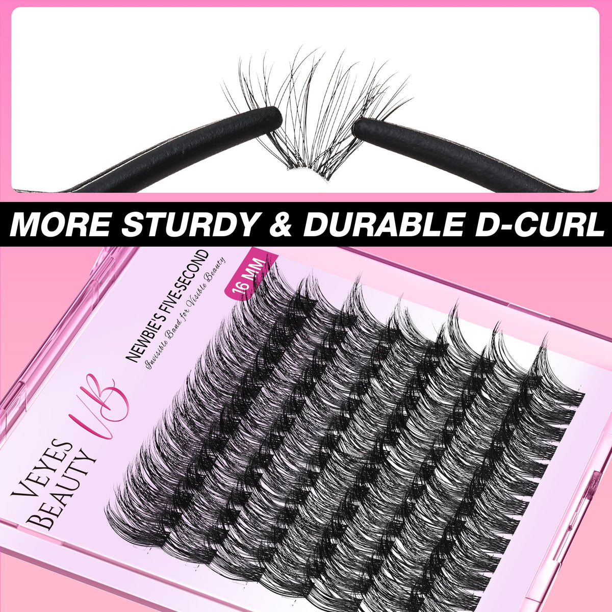 VEYESBEAUTY lash clusters being applied with a tool for easy self-application