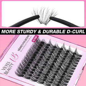 VEYESBEAUTY lash clusters being applied with a tool for easy self-application