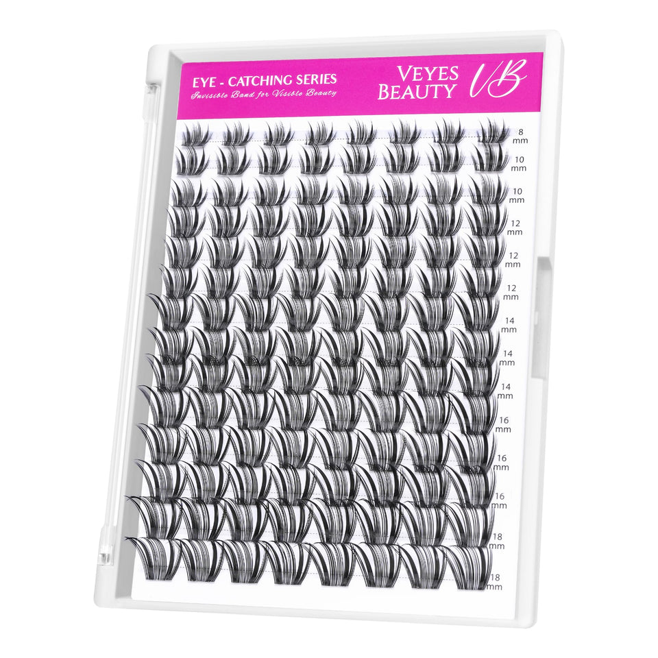 VEYESBEAUTY Lash Clusters with invisible band for a seamless natural look.