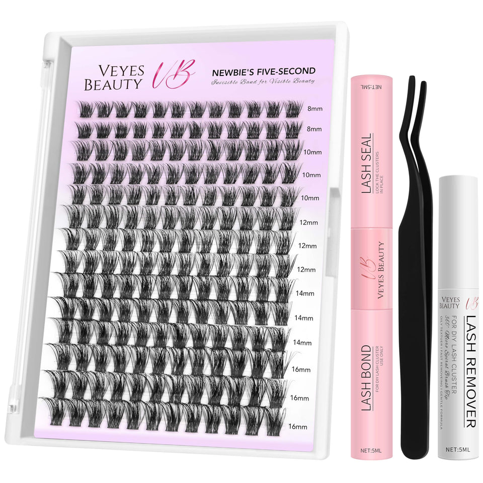 VEYESBEAUTY lash clusters kit tray closeup for quick, newbie-friendly application