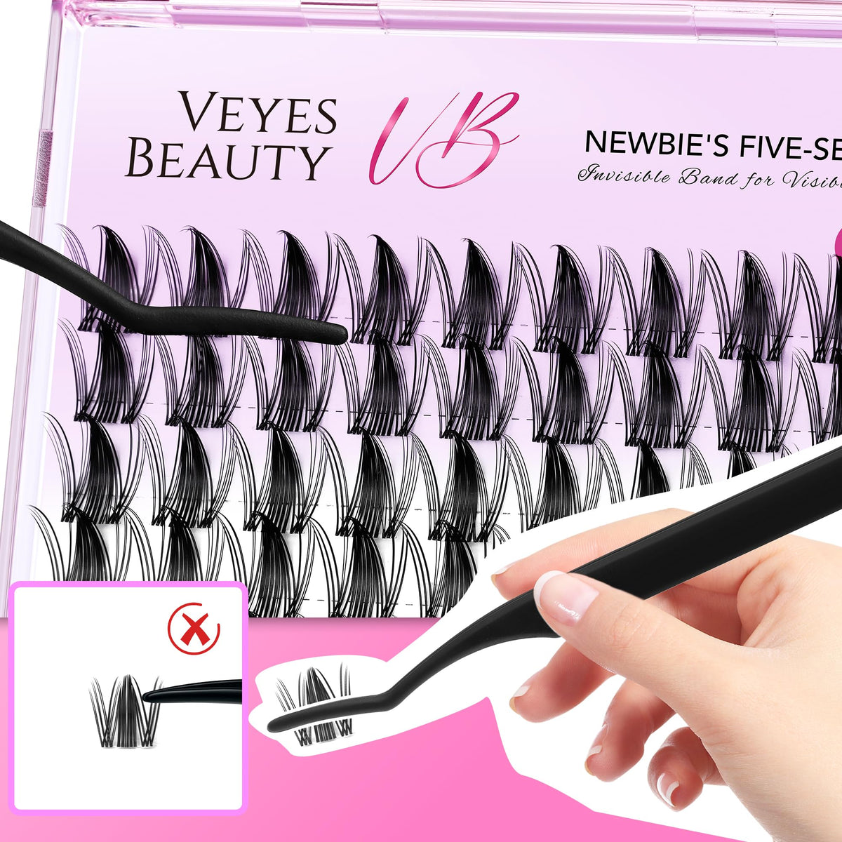 VEYESBEAUTY Lash Clusters Water-resistant finish works with sealer