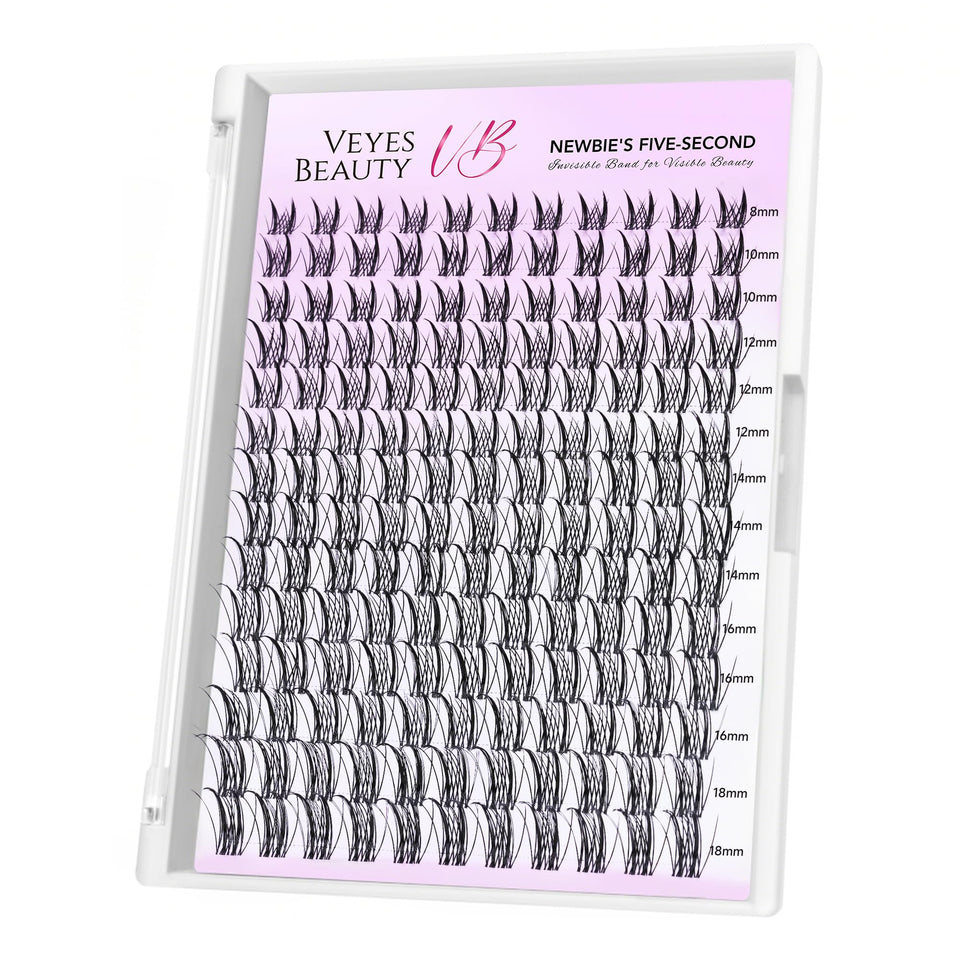 VEYESBEAUTY lash clusters with wispy band for natural, lightweight lashes.