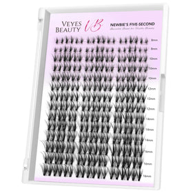 VEYESBEAUTY Lash Clusters tray with wispy fibers for natural volume.