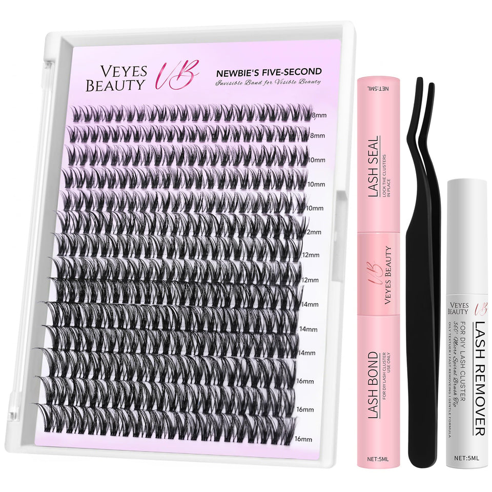 VEYESBEAUTY Ribbon cluster lashes kit for versatile DIY looks