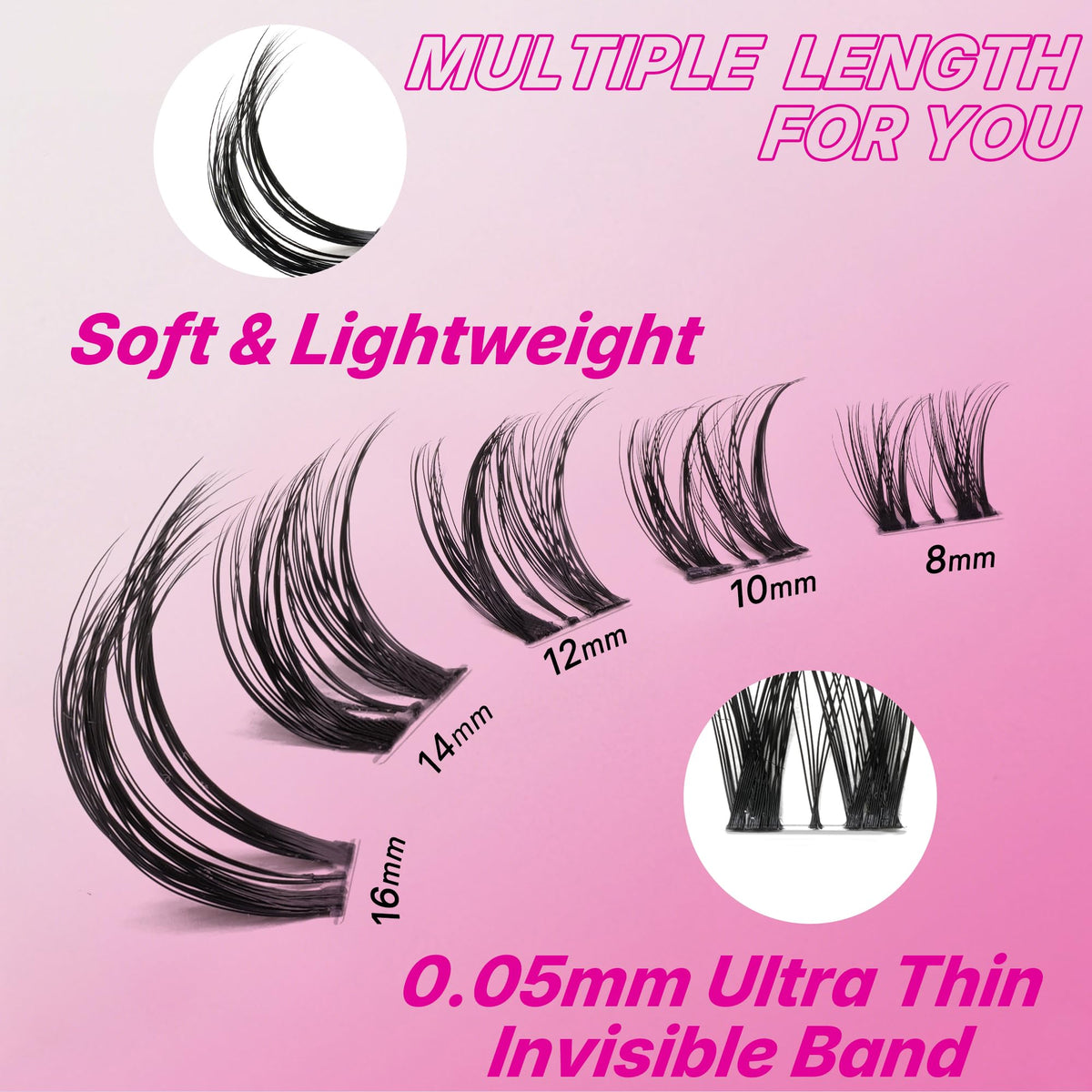 VEYESBEAUTY Soft-thin band design for comfort and natural flutter