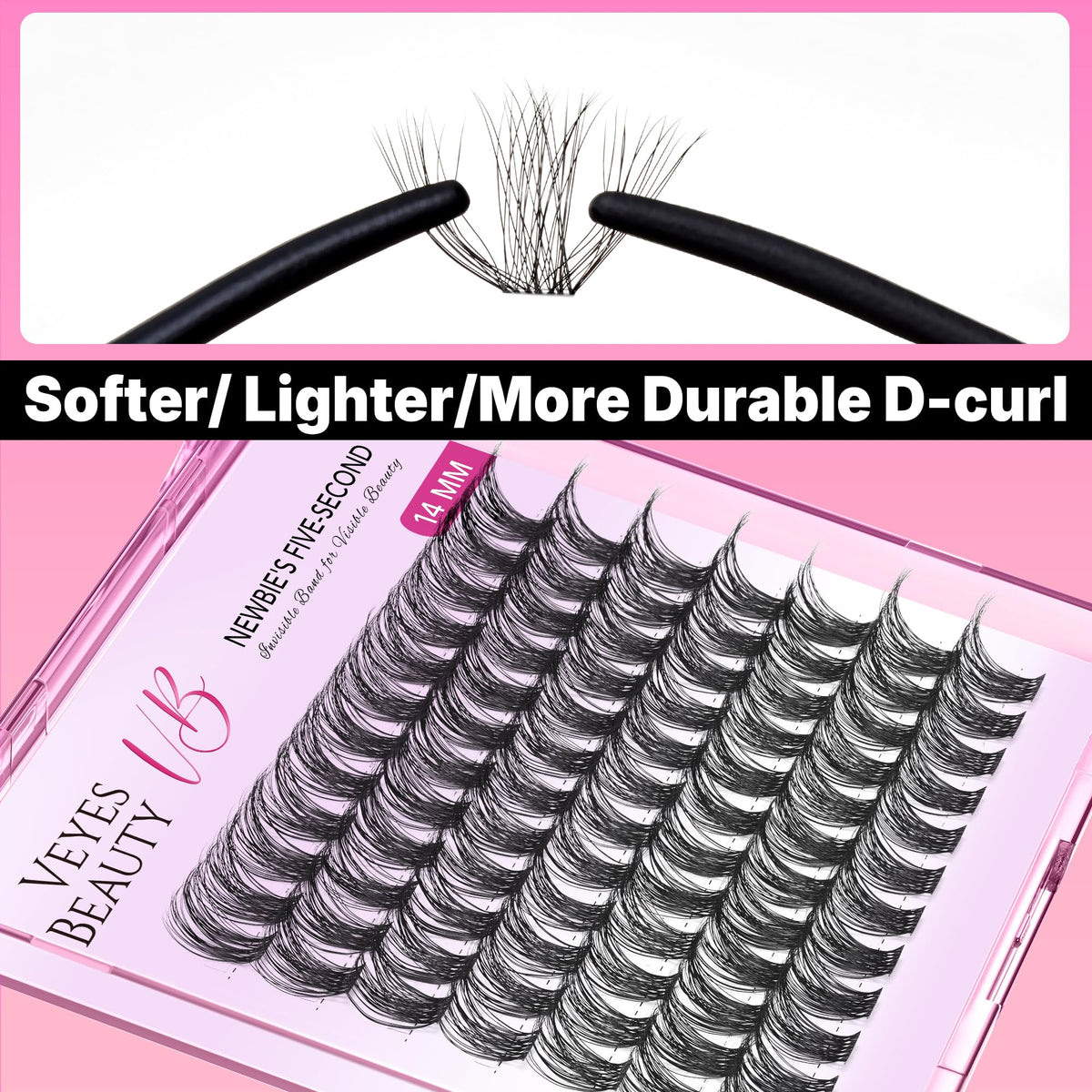 VEYESBEAUTY Wispy 14mm lashes create a natural yet enhanced look.