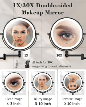 VFD rechargeable makeup mirror with 5000mAh battery for cordless use.
