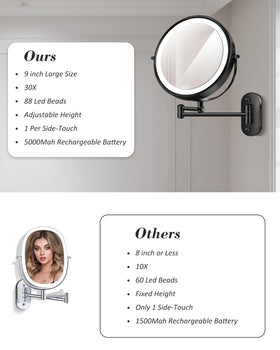 VFD dimmable touch control mirror for customizable brightness.