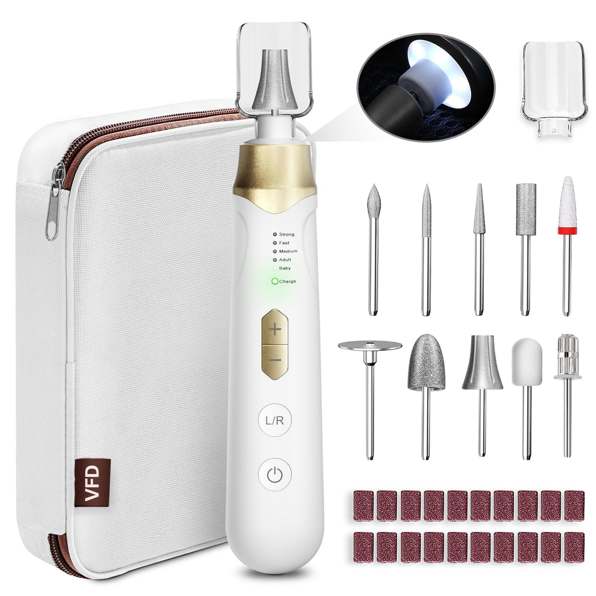 VFD electric nail file cordless design for seamless on-the-go nail care.
