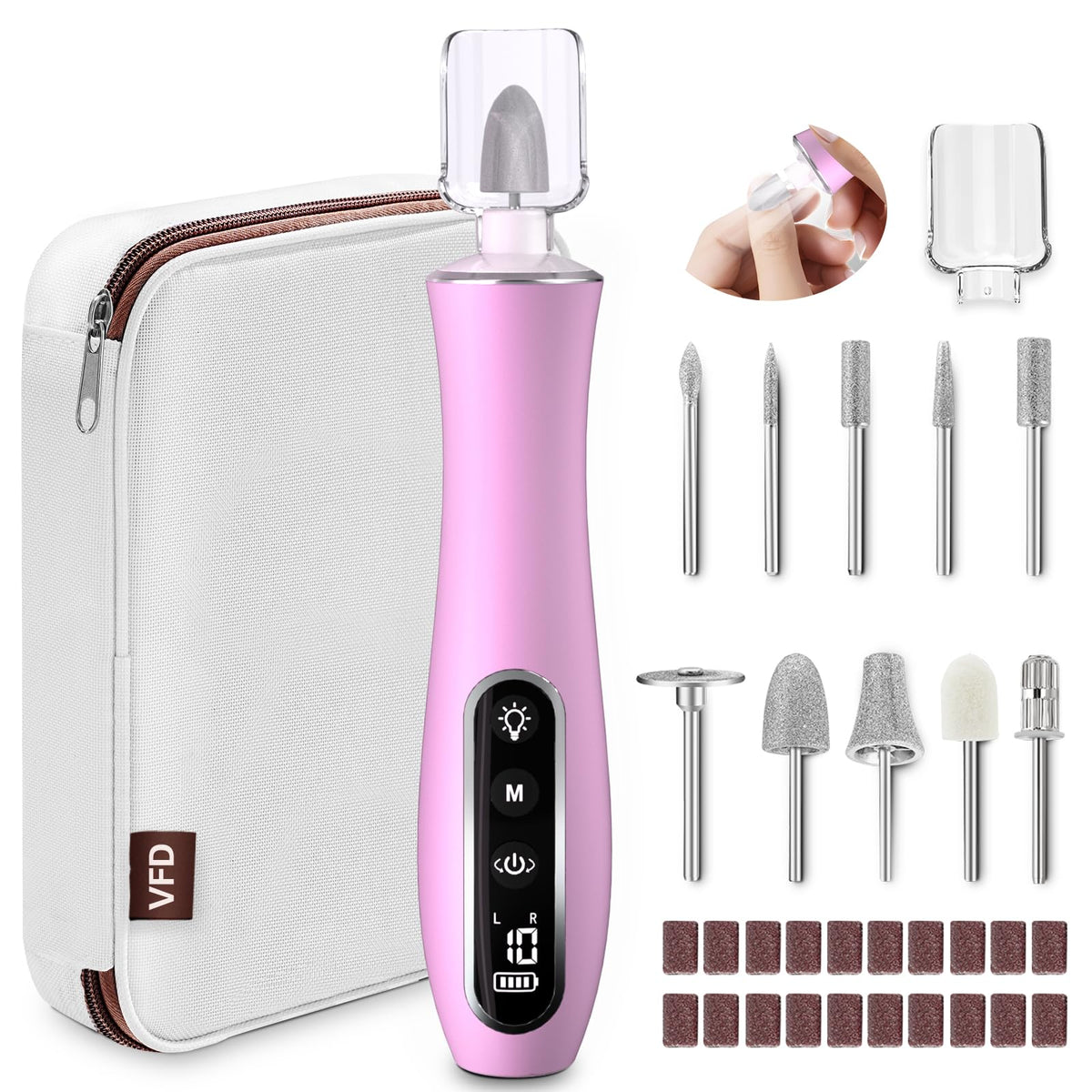 VFD electric nail file drill cordless for convenient at-home nail care.