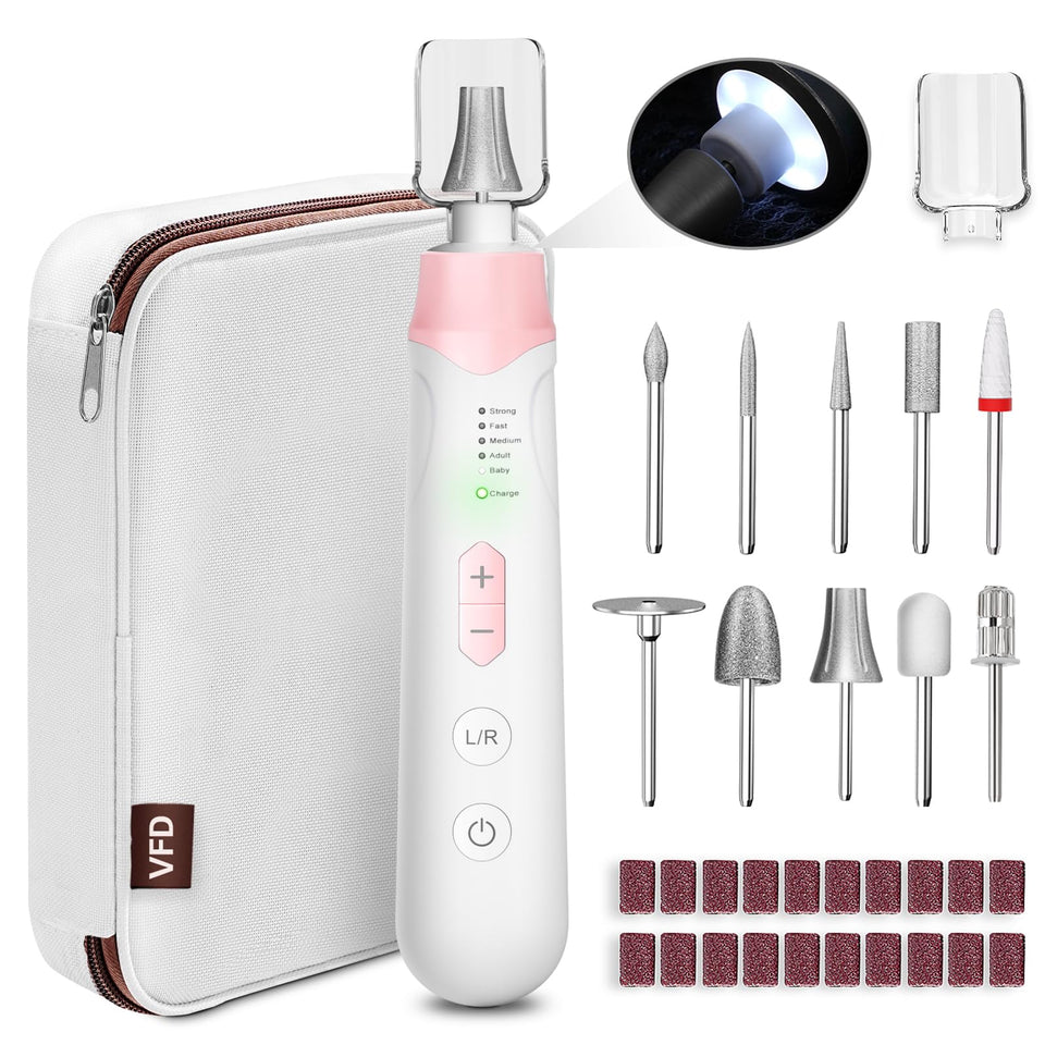 VFD electric nail file drill in pink with cordless design for at-home manicures