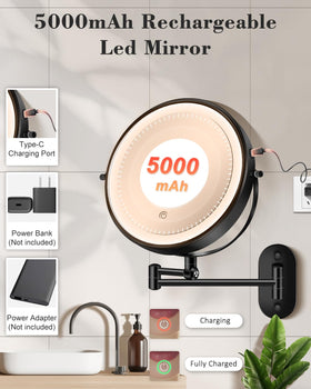 VFD extendable arm wall mount mirror for flexible positioning.
