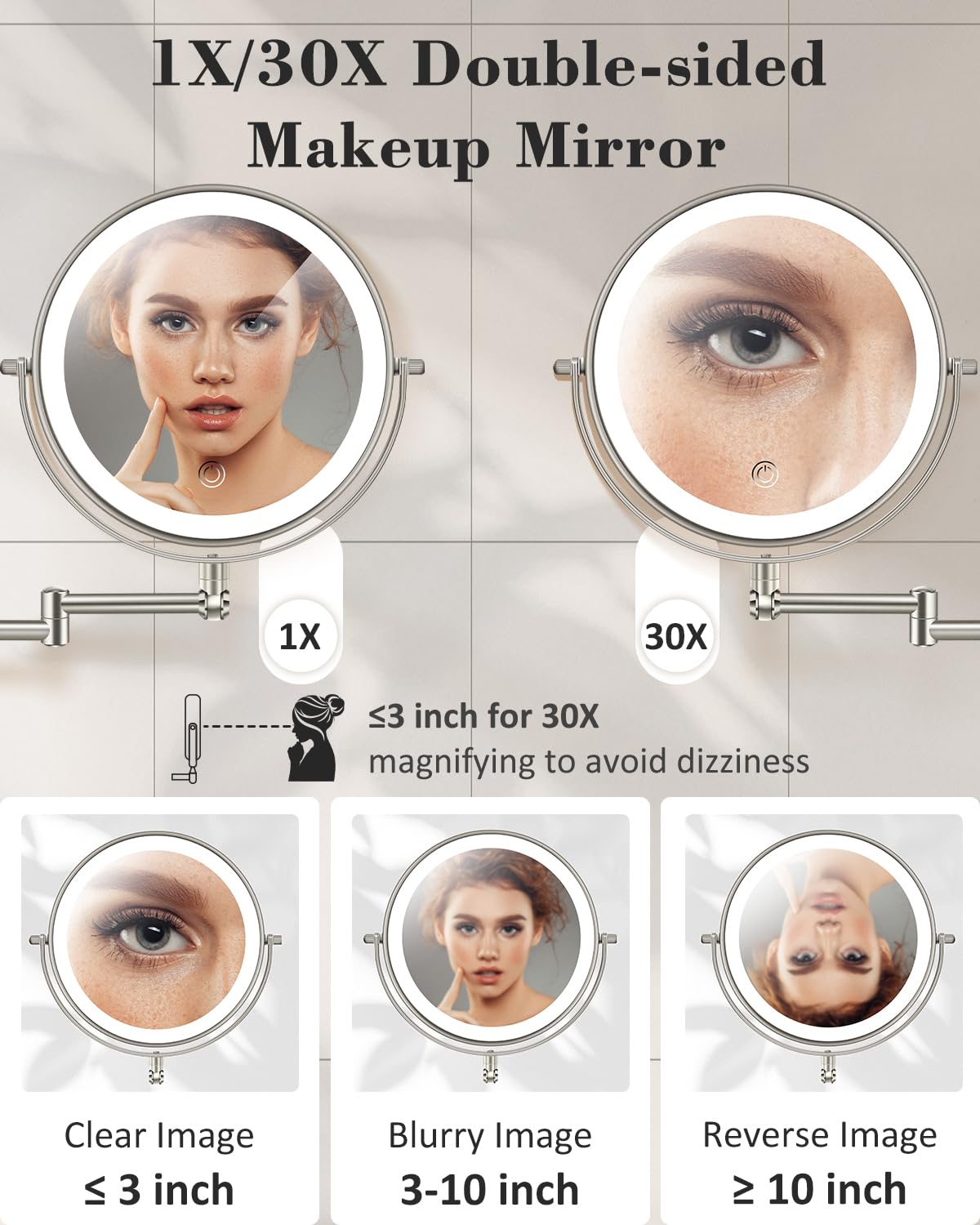 VFD LED lighting with 3 colors enhances true makeup tones.