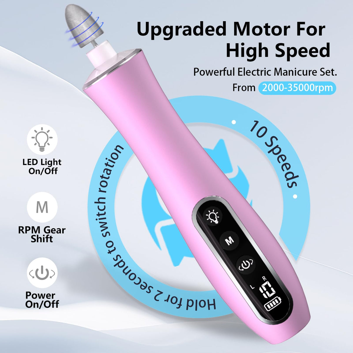 VFD nail drill attachment kit with 11 pieces for versatile filing.