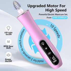 VFD nail drill attachment kit with 11 pieces for versatile filing.