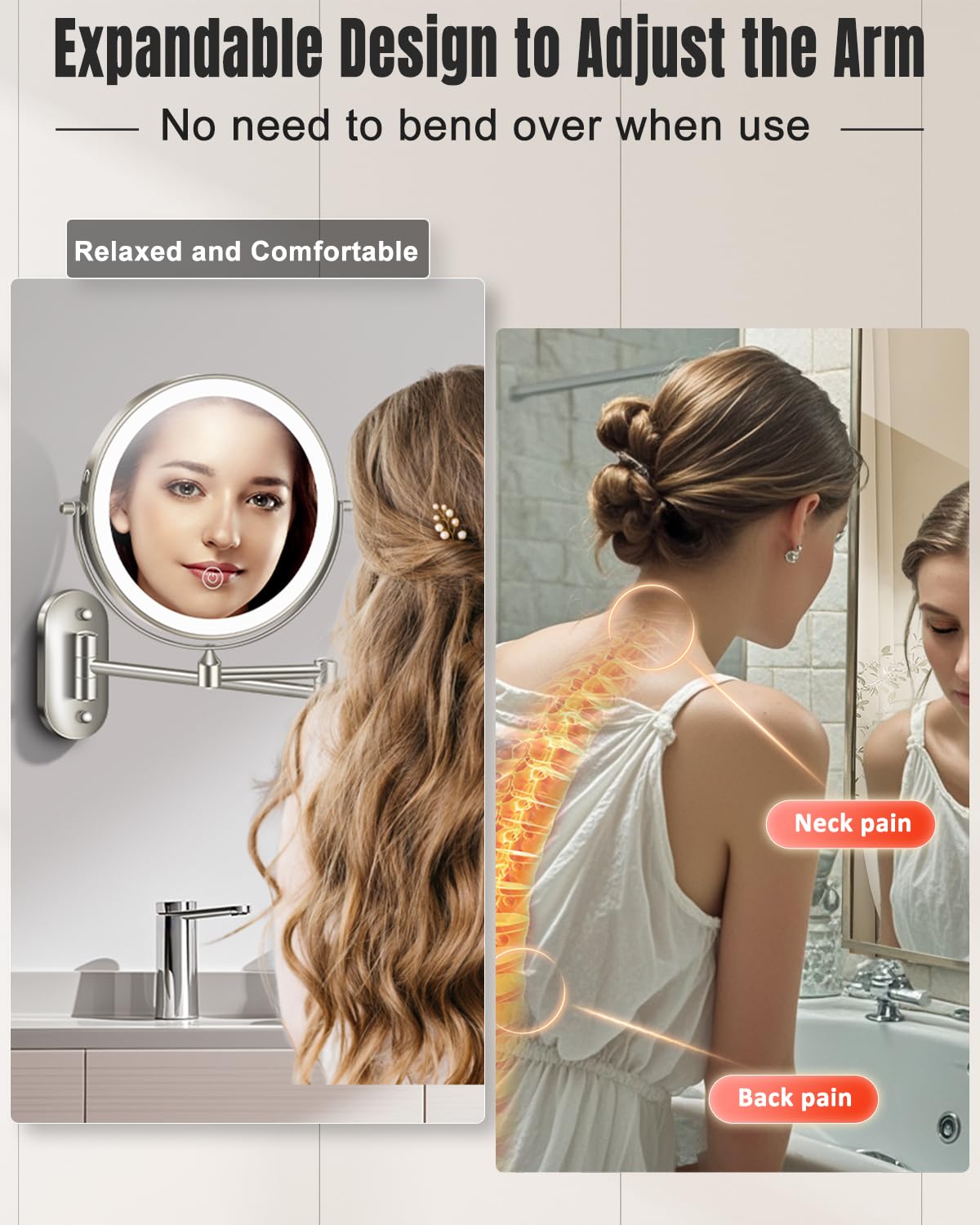 VFD rechargeable mirror powered by USB-C with cordless convenience