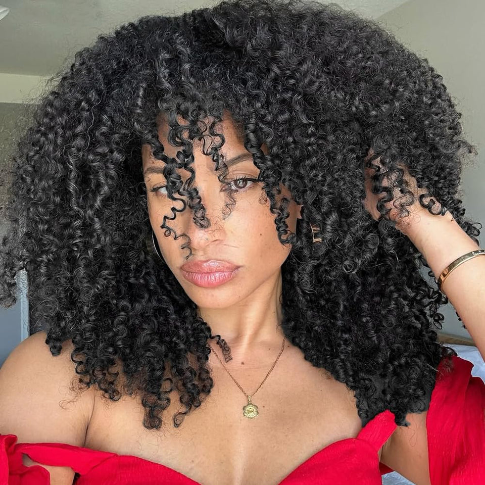 VFFTI Wear Go half wig with kinky curly 22in, invisible hairline for natural blending