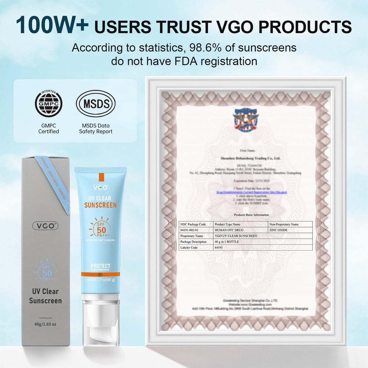 VGO mineral sunscreen ideal under makeup for smooth, protected skin.