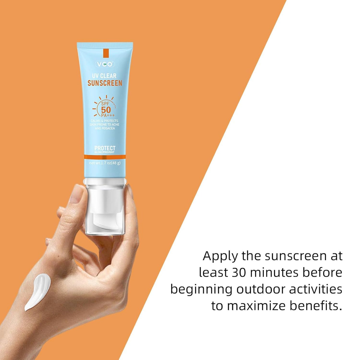 VGO Clear Face Sunscreen oil-free formula highlights zinc oxide protection