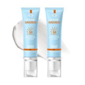 VGO Clear Face Sunscreen SPF 50 packaging shown for reliable daily protection