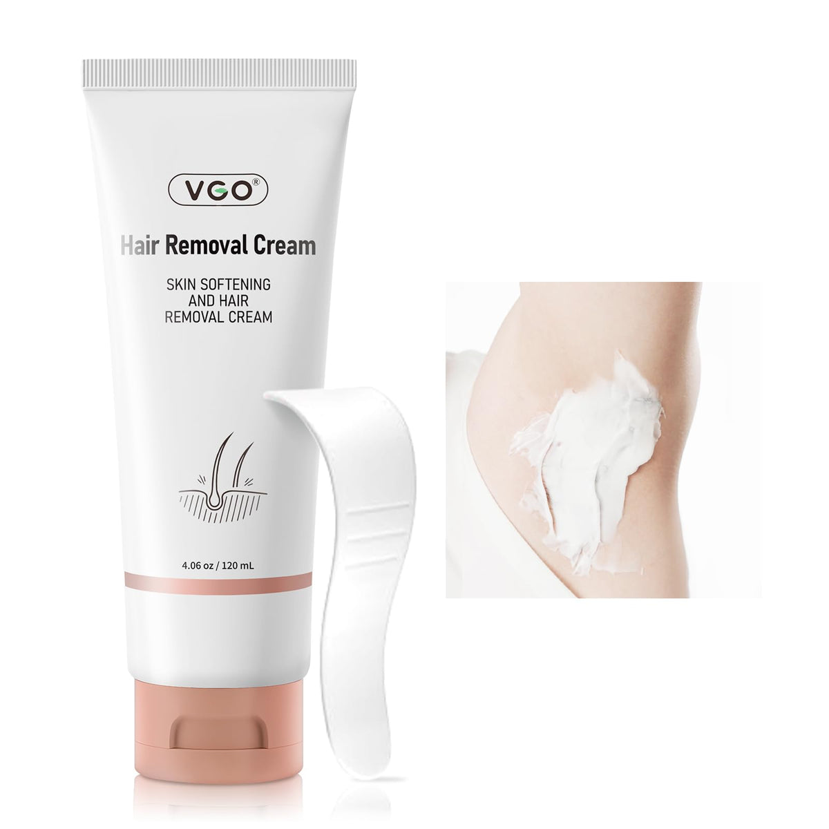 VGO Painless Hair Removal Cream bottle with soothing formula for smooth skin.