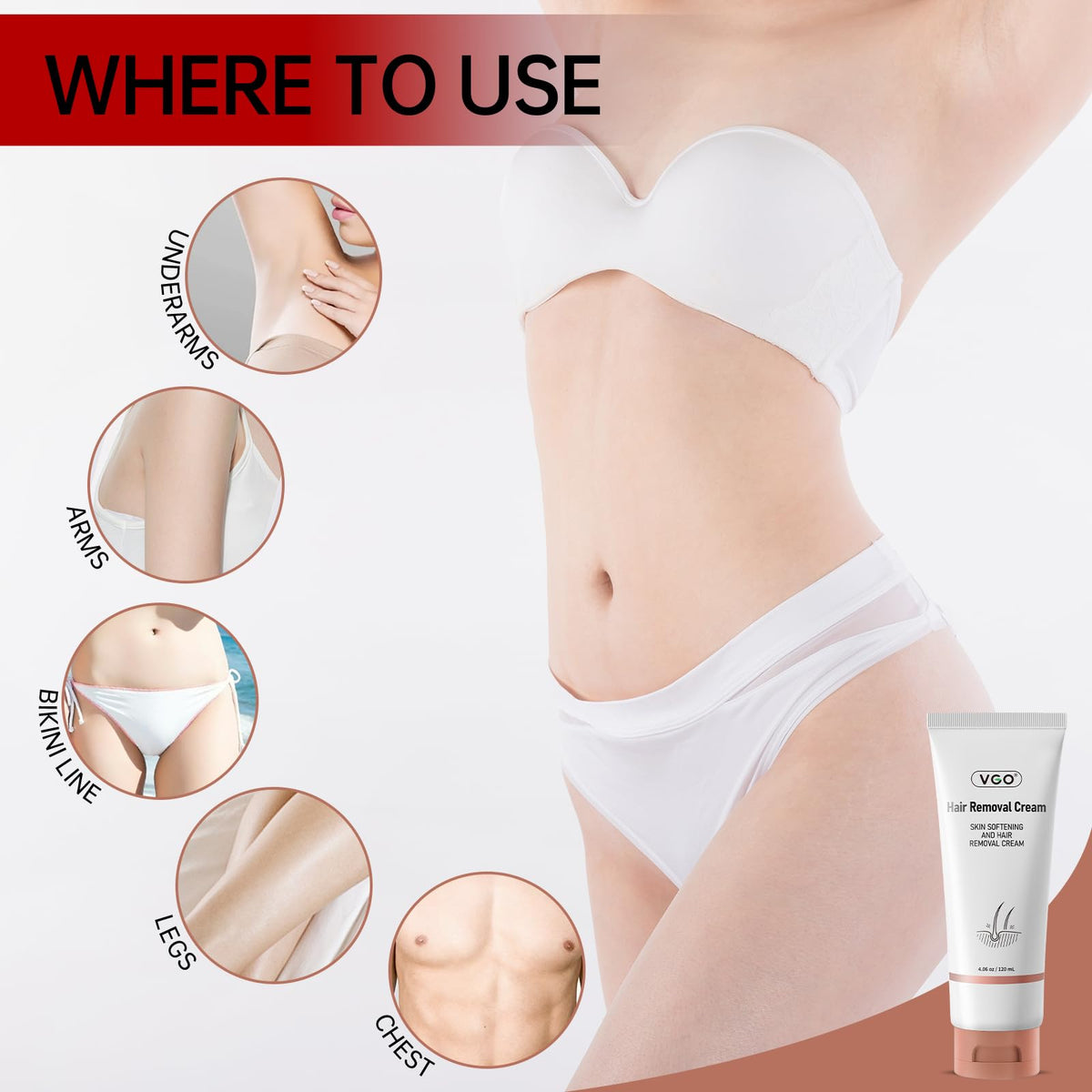 Patch test reminder for VGO Painless Hair Removal Cream compatibility.