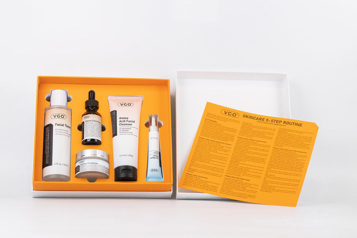 VGO Skin Care Set routine application scene for daily regimen