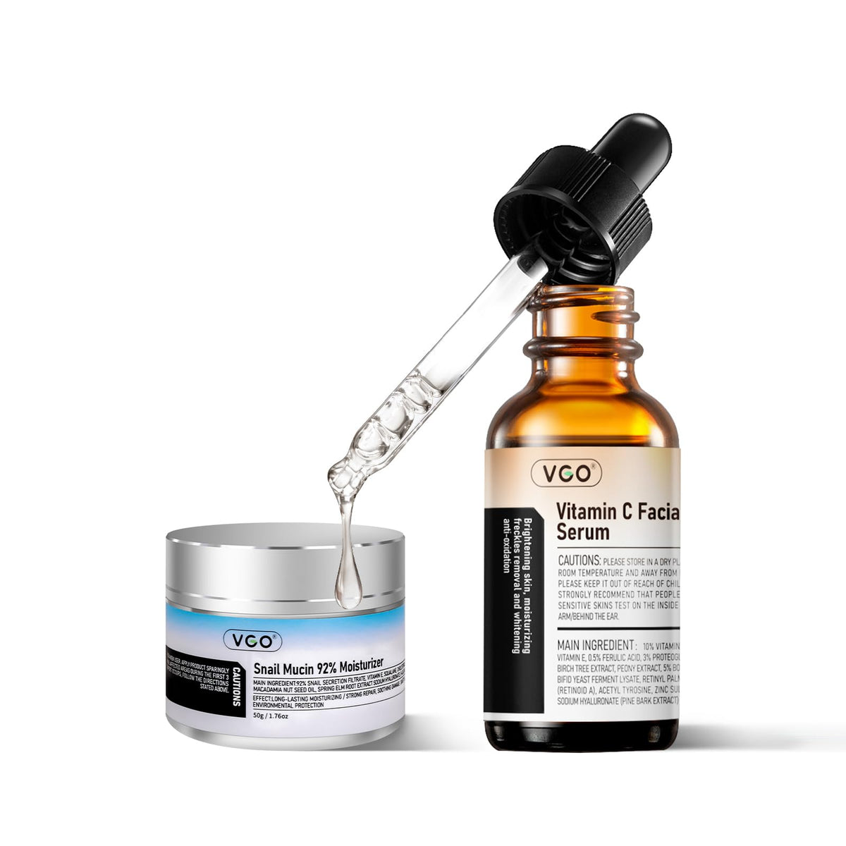 VGO snail mucin 92% moisturizer jar for fast hydration and smooth skin.