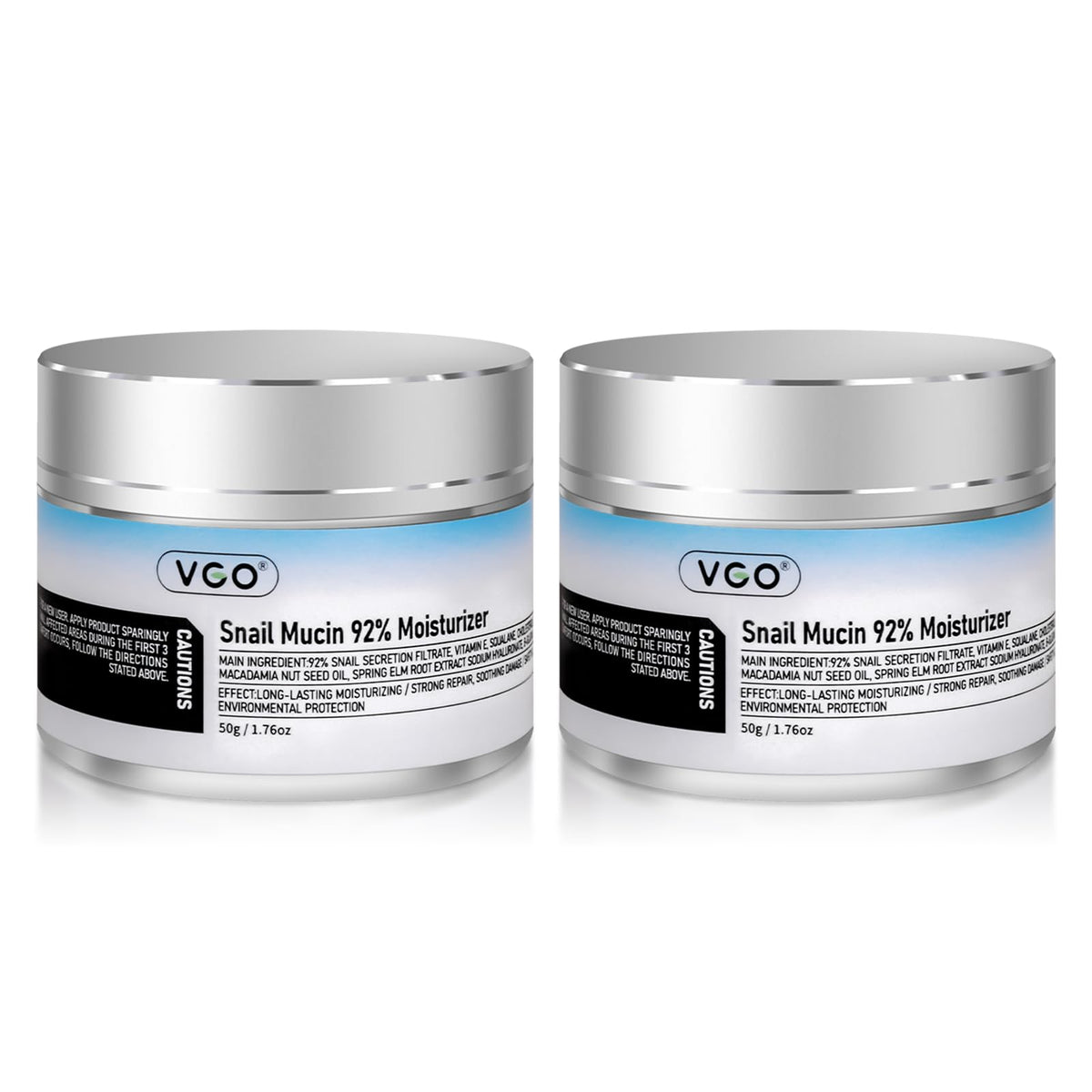 VGO snail mucin moisturizer 2pack front view for daily hydration and gentle care.
