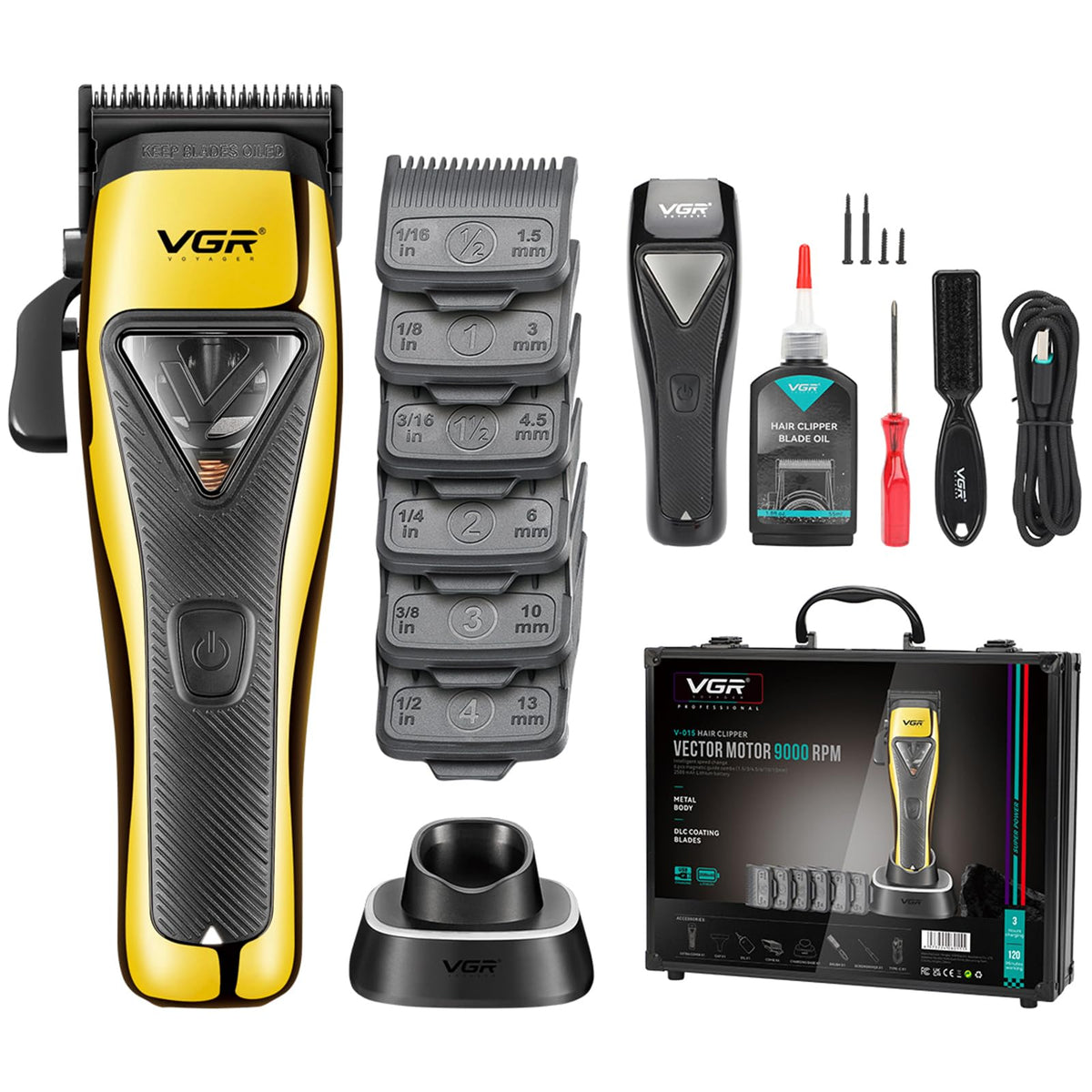 VGR 015 professional clipper with metal body for durable daily use
