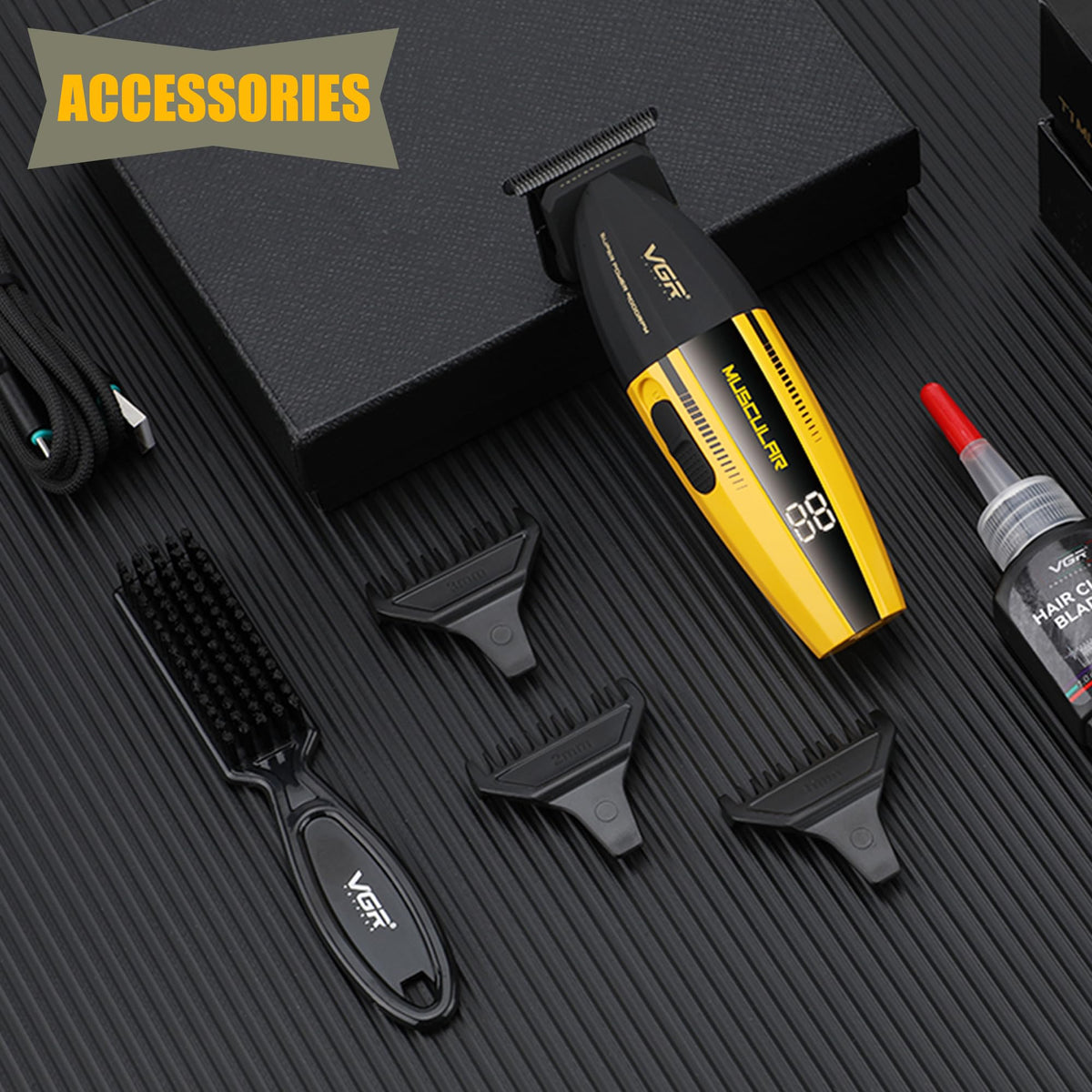 VGR 285T three guide combs enable versatile beard and hair styling.
