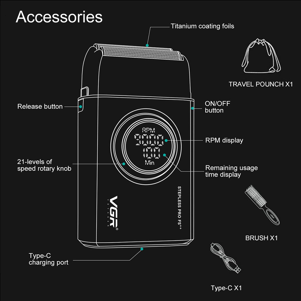 VGR 377 cordless operation lasts up to 100 minutes for flexible grooming
